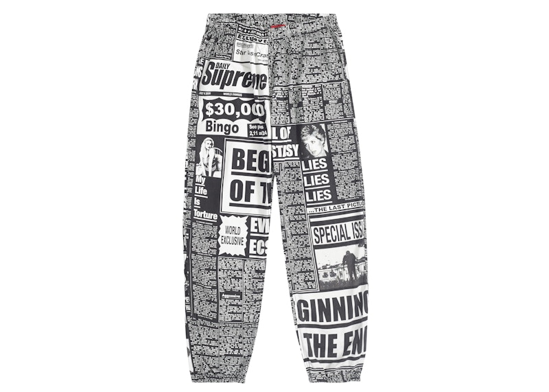 Supreme Newsprint Skate Pant Black 圖 2