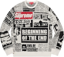 Supreme Newsprint Sweater White Supreme Newsprint Sweater White