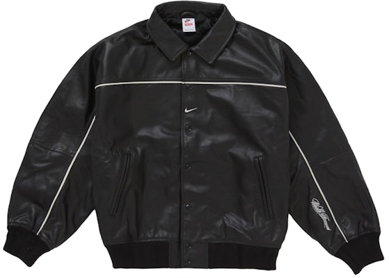 Supreme Nike Leather Varsity Jacket Black Buy Supreme Nike Leather Varsity Jacket Black