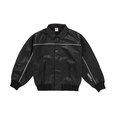 Supreme Nike Leather Varsity Jacket Black