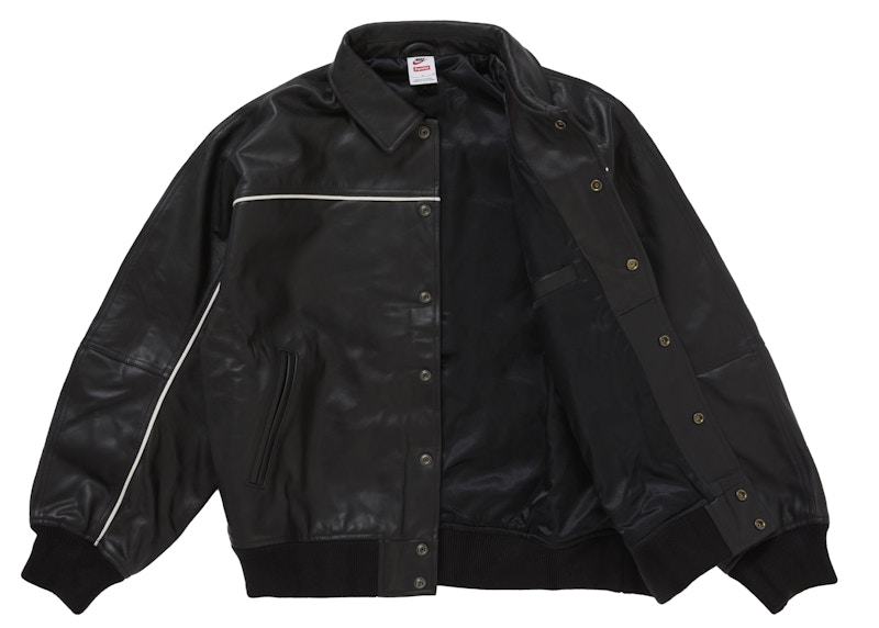 Order Supreme Nike 皮革棒球外套 黑色