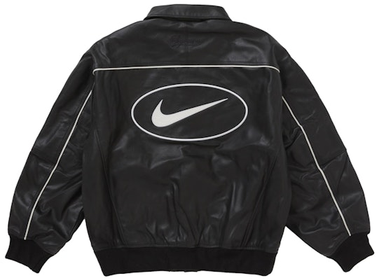 Supreme Nike Leather Varsity Jacket Black Lookbook Supreme Nike Leather Varsity Jacket Black