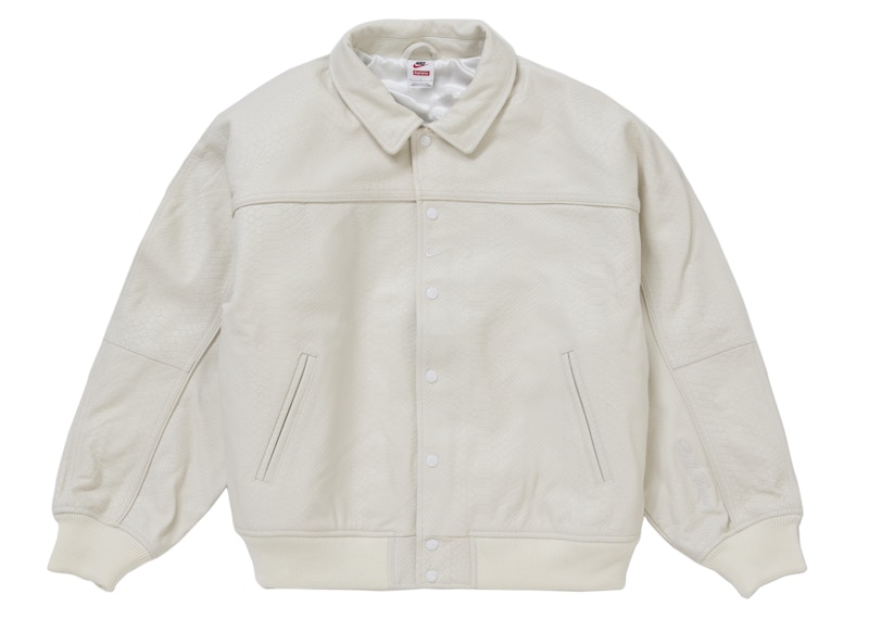 Supreme Nike Leather Varsity Jacket White