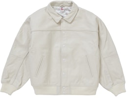 Supreme Nike Leather Varsity Jacket White Supreme Nike Leather Varsity Jacket White