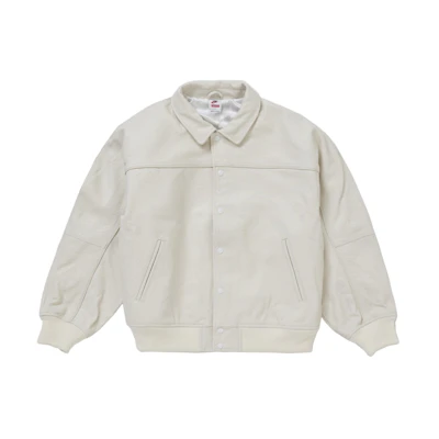 Supreme Nike Leather Varsity Jacket White