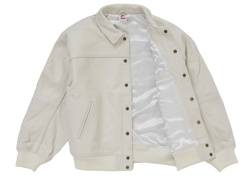 Order シュプリーム ナイキ レザー バーシティ ジャケット ホワイト