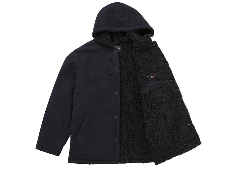 Order Supreme Number Nine 人造羊羔毛連帽大衣 黑色