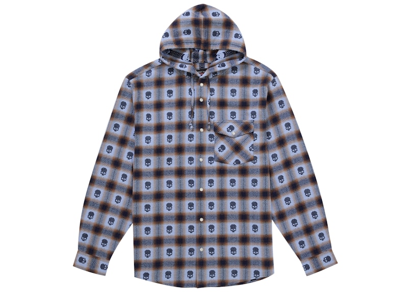 Supreme Number (N)ine Hooded Flannel Shirt Blue