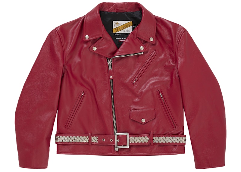 Supreme Number (N)ine Schott Perfecto Leather Jacket Red
