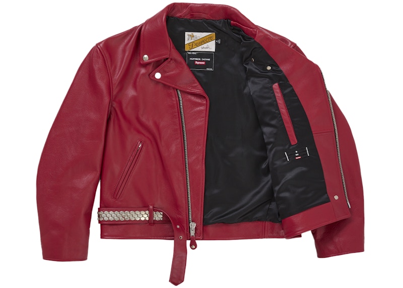 Supreme Number (N)ine Schott Perfecto Leather Jacket Red 圖 2