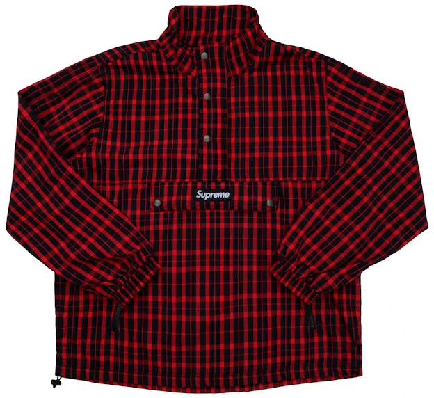 supreme-nylon-plaid-pullover-red