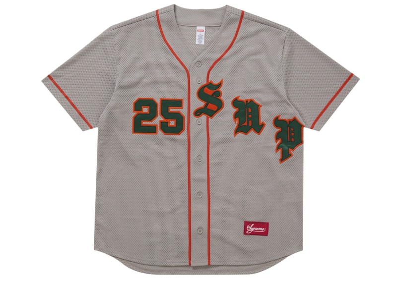 Supreme Old English Baseball Jersey Grey
