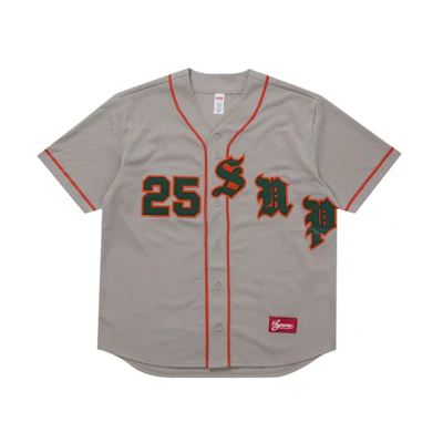 Supreme Old English Baseball Jersey Grey