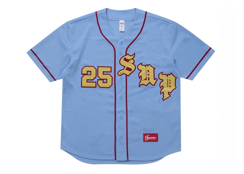 Supreme Old English Baseball Jersey Light Blue