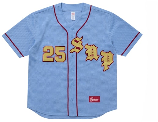 Supreme Old English Baseball Jersey Light Blue Buy Supreme Old English Baseball Jersey Light Blue