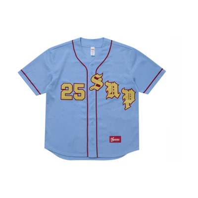 Supreme Old English Baseball Jersey Light Blue