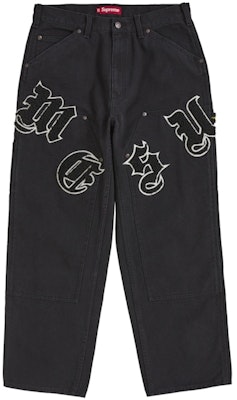 슈프림 올드 잉글리시 캔버스 더블 니 페인터 팬츠 블랙 Buy 슈프림 올드 잉글리시 캔버스 더블 니 페인터 팬츠 블랙