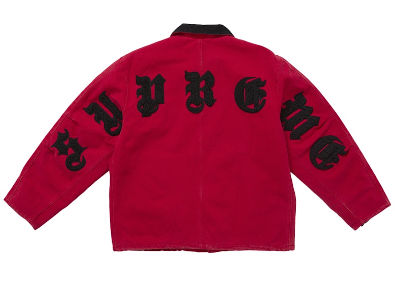 Lookbook Supreme Old English 帆布工作外套 紅色