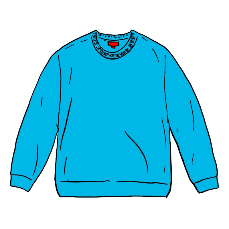 Buy Supreme Old English Collar Logo L/S Top Cyan Biru Pirus
