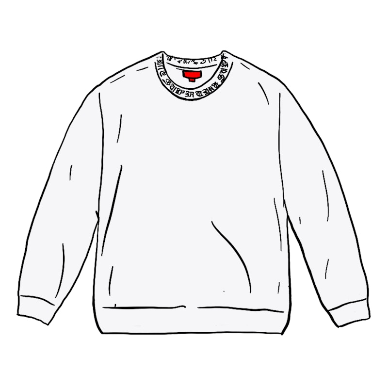 Buy Supreme Logo Kolar Old English Lengan Panjang Putih