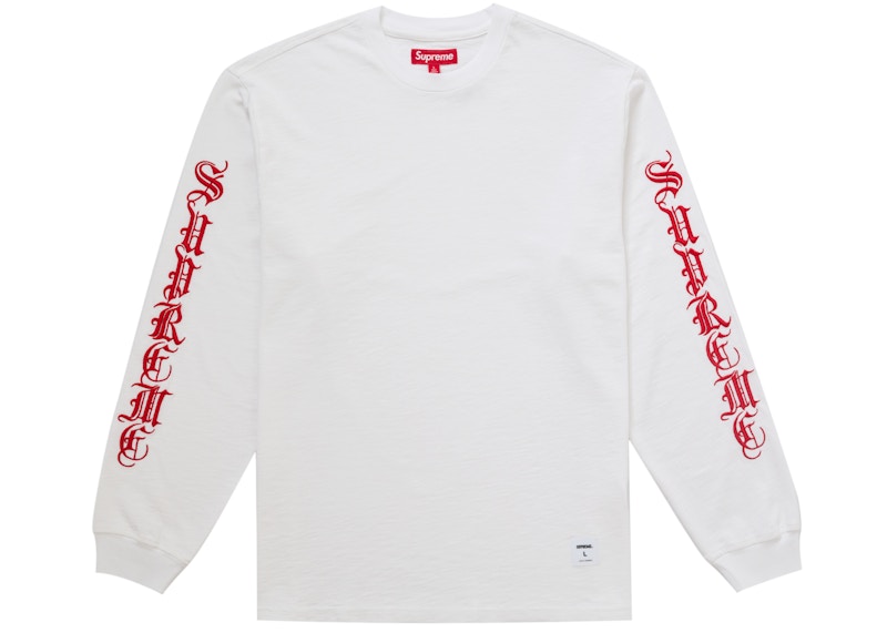 Supreme Old English L/S Top White