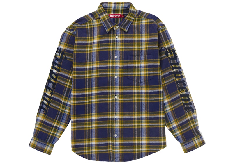 Supreme Old English Plaid Flannel Shirt Blue