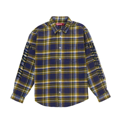 Supreme Old English Plaid Flannel Shirt Blue