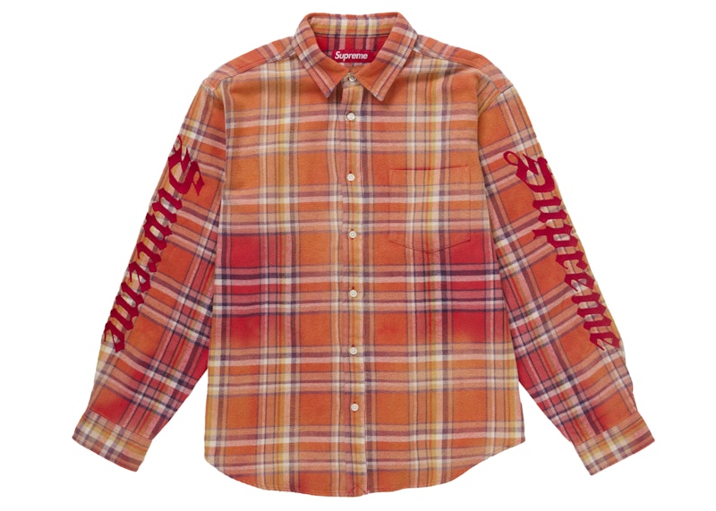 Supreme Old English Plaid Flannel Shirt Orange