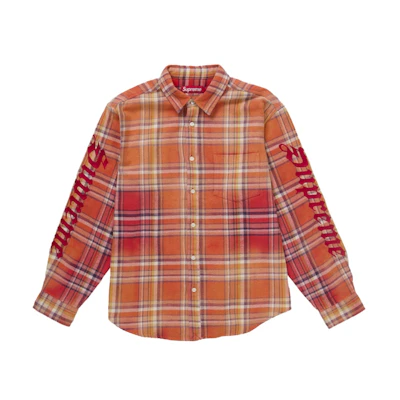 Supreme Old English Plaid Flannel Shirt Orange