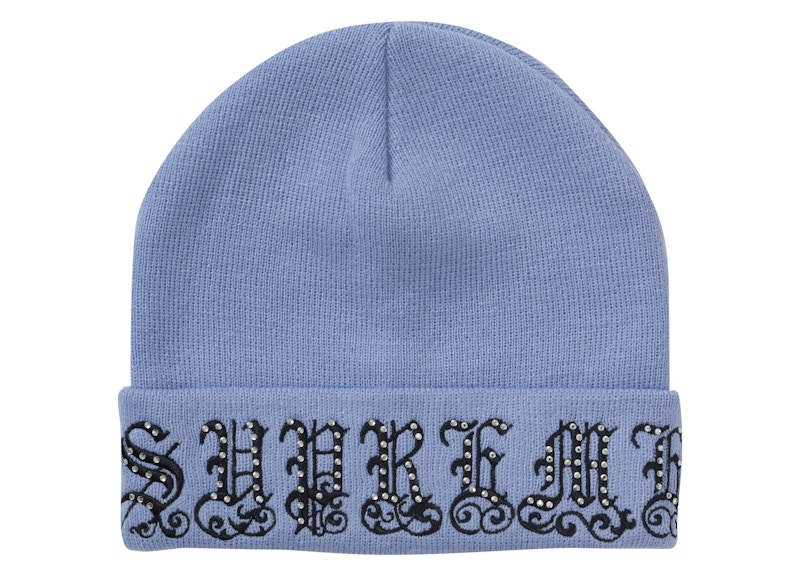 Buy Supreme Old English Rhinestone Beanie Light Slate Topi Hangat