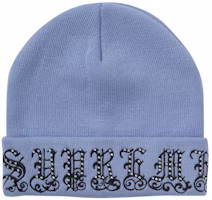 Supreme Old English Rhinestone Beanie Light Slate