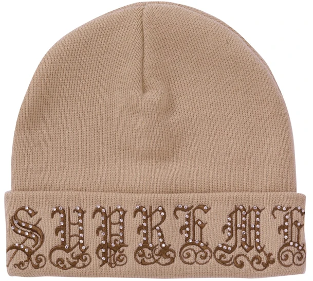 supreme-old-english-rhinestone-beanie-tan
