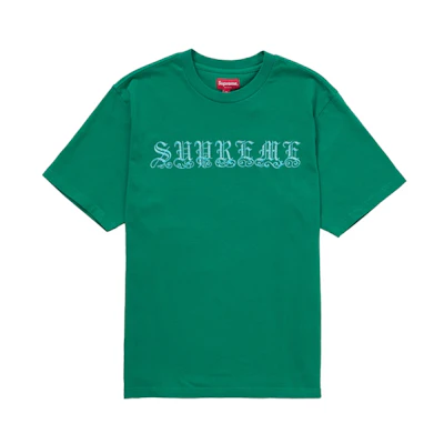 Supreme Old English Rhinestone S/S Top Green