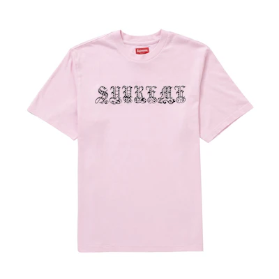 Supreme Old English Rhinestone S/S Top Light Pink