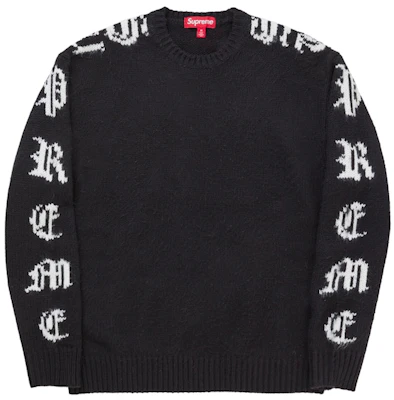 Supreme Old English Sleeves Sweater Black Buy Supreme Old English Sleeves Sweater Black