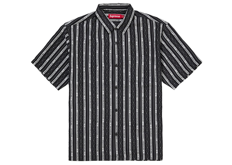 Supreme Old English Stripe Silk S/S Shirt Black