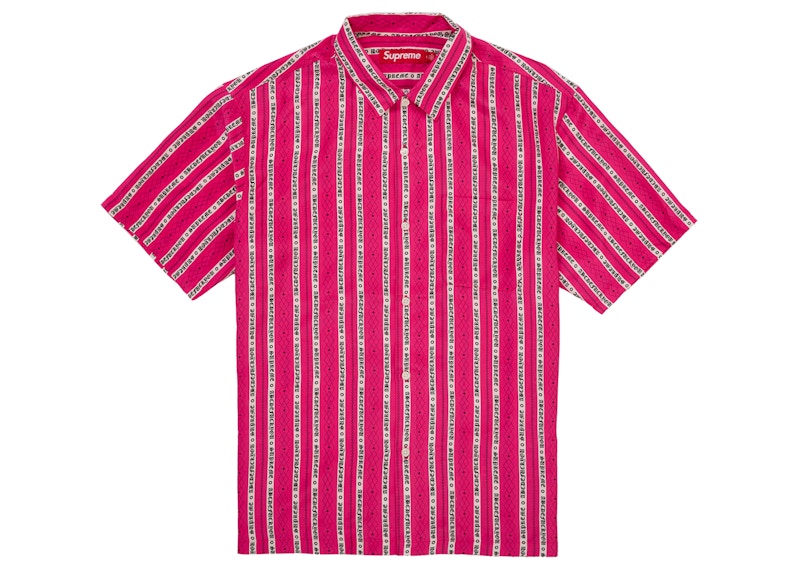 Supreme Old English Stripe Silk S/S Shirt Magenta