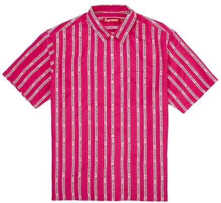 Supreme Old English 條紋真絲短袖襯衫 紫紅色 Buy Supreme Old English 條紋真絲短袖襯衫 紫紅色