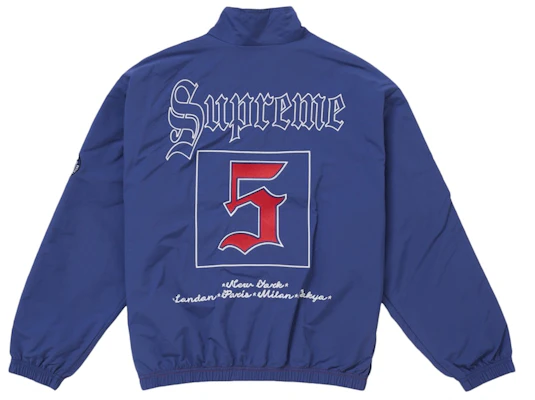 Supreme Old English Track Jacket Light Navy Lookbook Supreme Old English Track Jacket Light Navy
