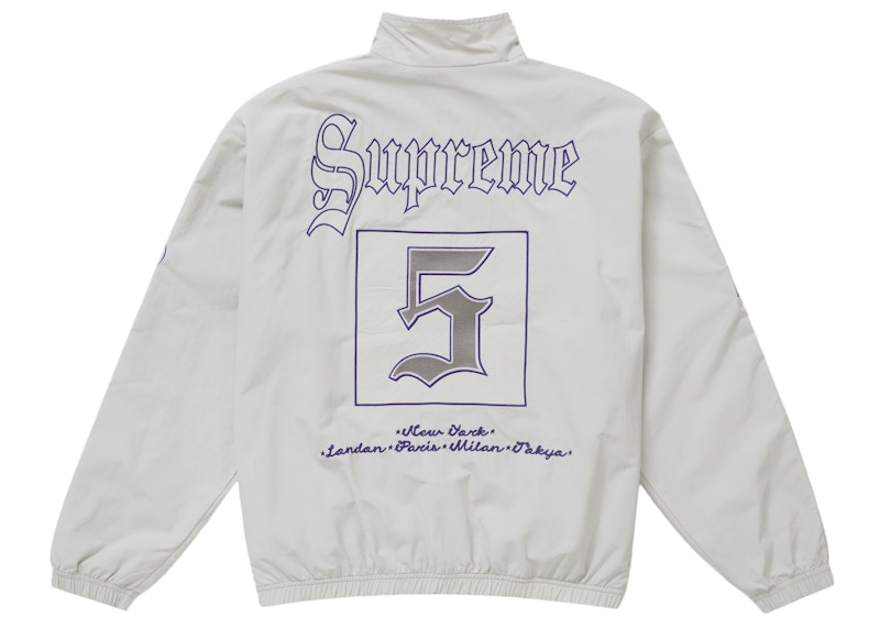 Lookbook Supreme Old English Jaket Trek Putih