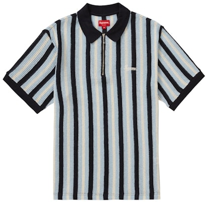 Supreme Open Knit Stripe Zip Polo Navy Buy Supreme Open Knit Stripe Zip Polo Navy