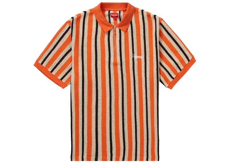 Supreme Open Knit Stripe Zip Polo Orange