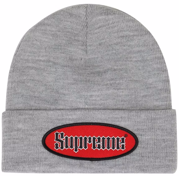 supreme-oval-patch-beanie-ss-22-heather-grey
