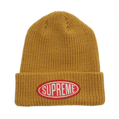 Supreme Oval Patch Beanie Gold