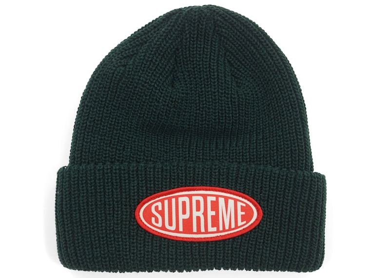 Supreme Oval Patch Beanie Green