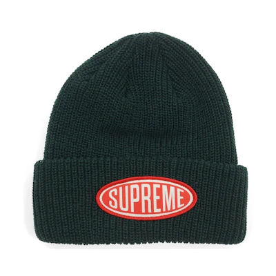 Supreme Oval Patch Beanie Green