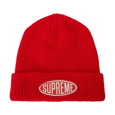 Supreme Oval Patch Beanie Red