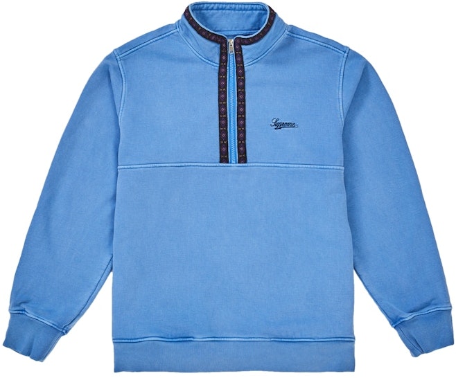 supreme-overdyed-half-zip-sweatshirt-blue