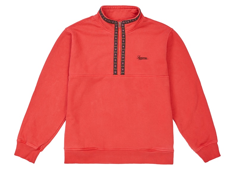 Buy Supreme Overdyed Half Zip Sweatshirt Red