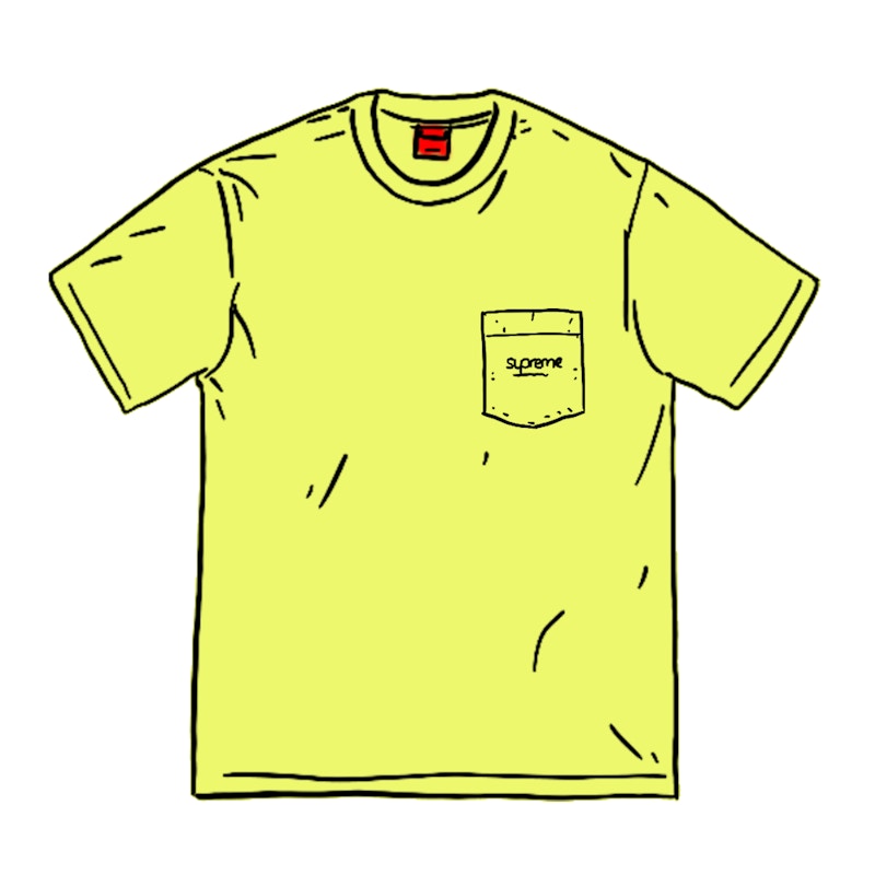 Buy Supreme 2020春夏季明黄色洗色口袋T恤